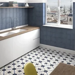 Carrelage Imitation Carreaux de Ciment ART NOUVEAU DECOR 20x20 Arcade Blue - Les Carreaux de Jean-Gioia Materia Clearance