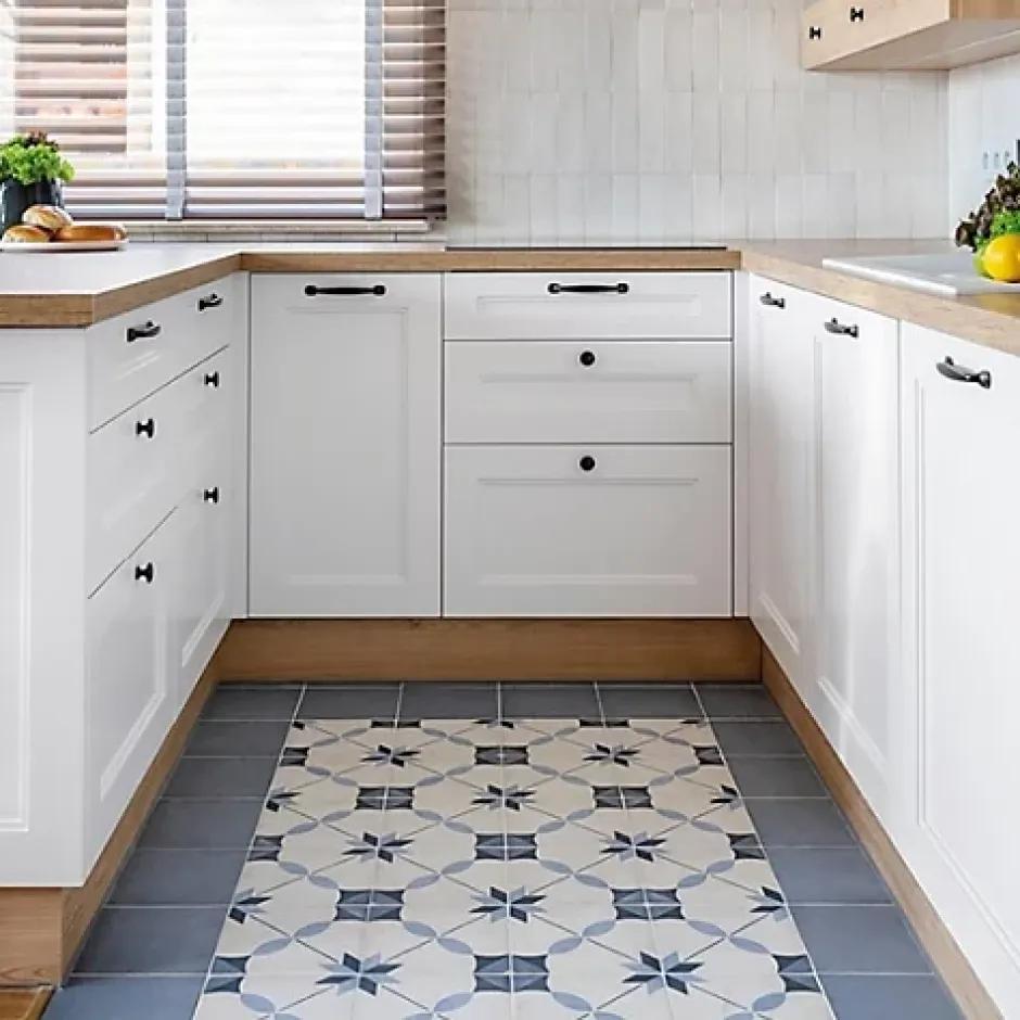 Carrelage Imitation Carreaux de Ciment ART NOUVEAU DECOR 20x20 Arcade Blue - Les Carreaux de Jean-Gioia Materia Clearance