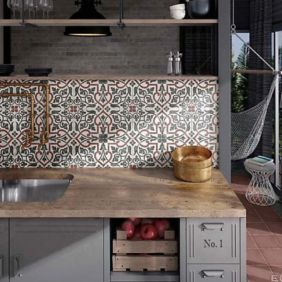 Gioia Materia Carrelage Imitation Carreaux de Ciment ART NOUVEAU DECOR 20x20 Folies Bergères - Les Carreaux de Jean