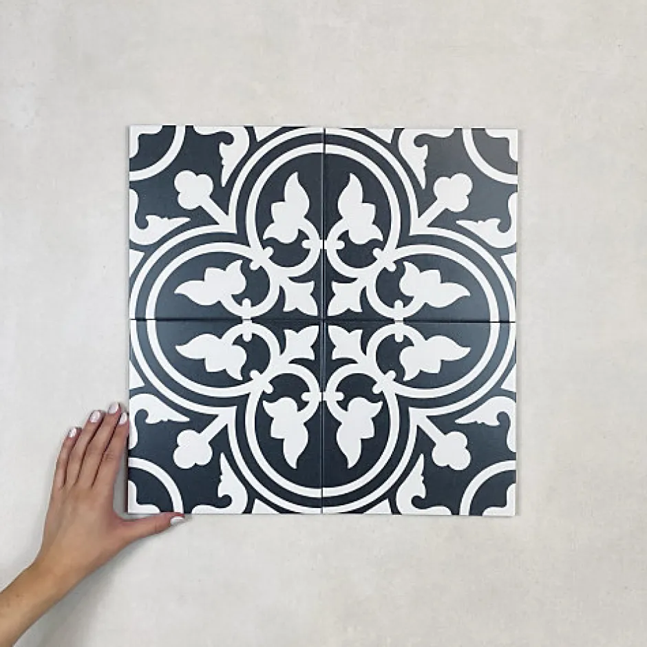 Carrelage Imitation Carreaux de Ciment LA MADELEINE 20x20 Flavie Noir - Les Carreaux de Jean-Les Carreaux De Jean Sale