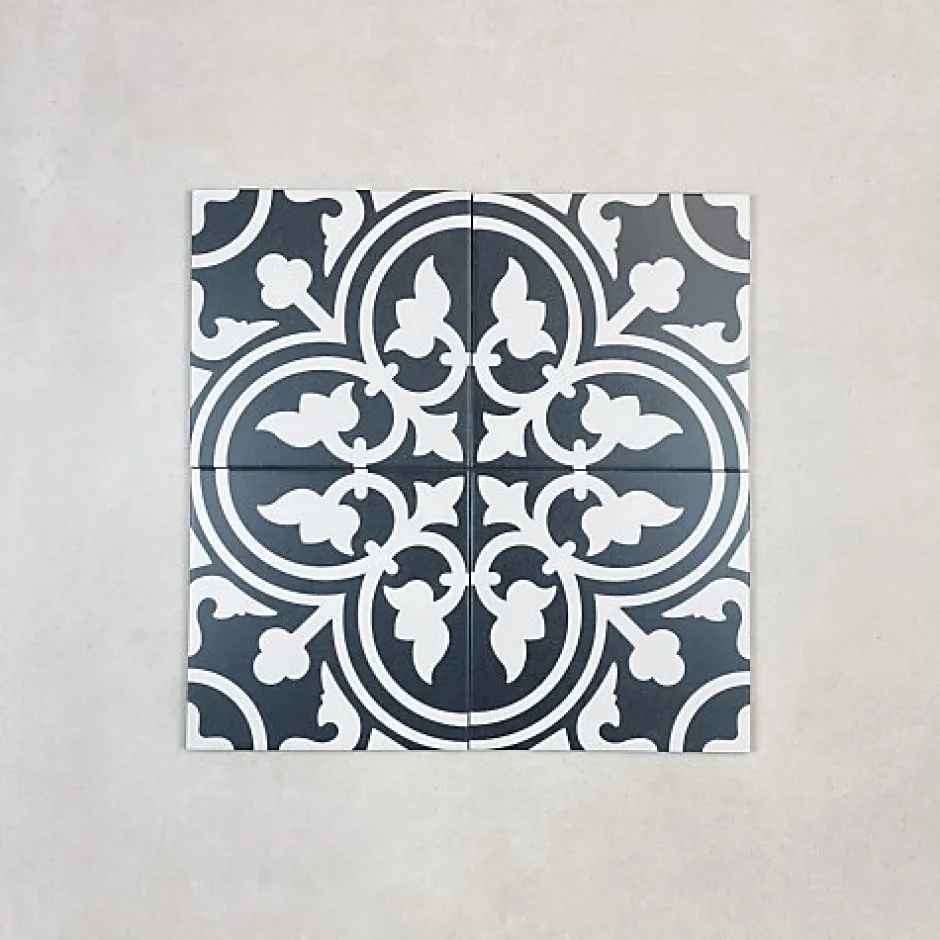 Carrelage Imitation Carreaux de Ciment LA MADELEINE 20x20 Flavie Noir - Les Carreaux de Jean-Les Carreaux De Jean Sale