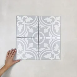 Carrelage Imitation Carreaux de Ciment LA MADELEINE 20x20 Flavie Gris - Les Carreaux de Jean-Les Carreaux De Jean  Sale