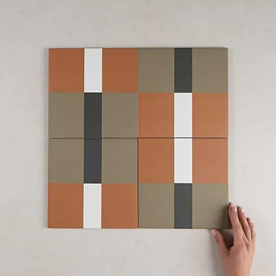 Carrelage Imitation Carreaux de Ciment BAUHOME 20x20 Band Warm - Les Carreaux de Jean-Gioia Materia Best