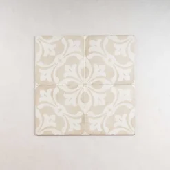 Gioia Materia Carrelage Imitation Carreaux de Ciment ART NOUVEAU DECOR 20x20 La Rambla Biscuit - Les Carreaux de Jean