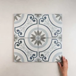 Carrelage Imitation Carreaux De Ciment 22,3x22,3 HAVANA White Garden - Les Carreaux de Jean-Les Carreaux De Jean Online