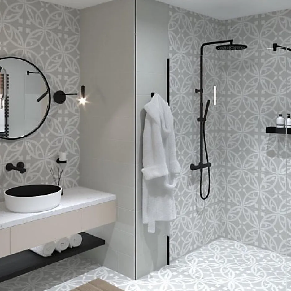 Les Carreaux De Jean Carrelage Imitation Carreaux de Ciment LA MADELEINE 20x20 Zelie Gris - Les Carreaux de Jean