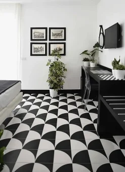 Carrelage Imitation Carreaux De Ciment 20x20 SCENARIO Tappeto 2B Nero - Les Carreaux de Jean-Les Carreaux De Jean Outlet