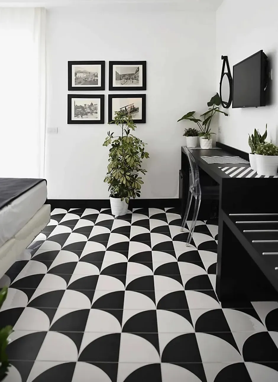 Carrelage Imitation Carreaux De Ciment 20x20 SCENARIO Tappeto 2B Nero - Les Carreaux de Jean-Les Carreaux De Jean Outlet