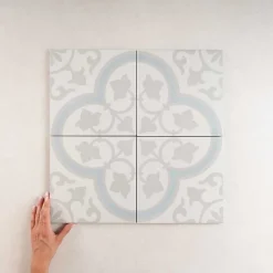 Carrelage Imitation Carreaux De Ciment 22,3x22,3 HAVANA Silver Ornate - Les Carreaux de Jean-Les Carreaux De Jean New