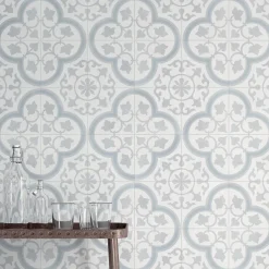 Carrelage Imitation Carreaux De Ciment 22,3x22,3 HAVANA Silver Ornate - Les Carreaux de Jean-Les Carreaux De Jean  New