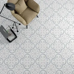 Carrelage Imitation Carreaux De Ciment 22,3x22,3 HAVANA Silver Ornate - Les Carreaux de Jean-Les Carreaux De Jean  New