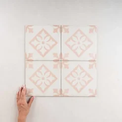 Carrelage Imitation Carreaux de Ciment ART NOUVEAU DECOR 20x20 Padua Pink - Les Carreaux de Jean-Gioia Materia Clearance