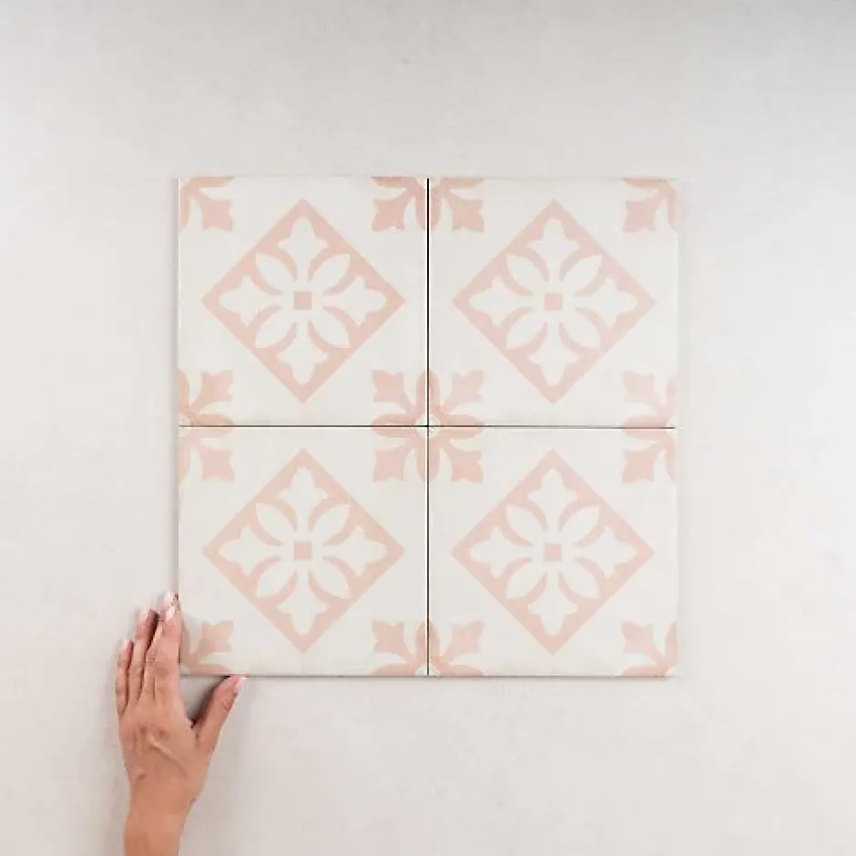 Carrelage Imitation Carreaux de Ciment ART NOUVEAU DECOR 20x20 Padua Pink - Les Carreaux de Jean-Gioia Materia Clearance