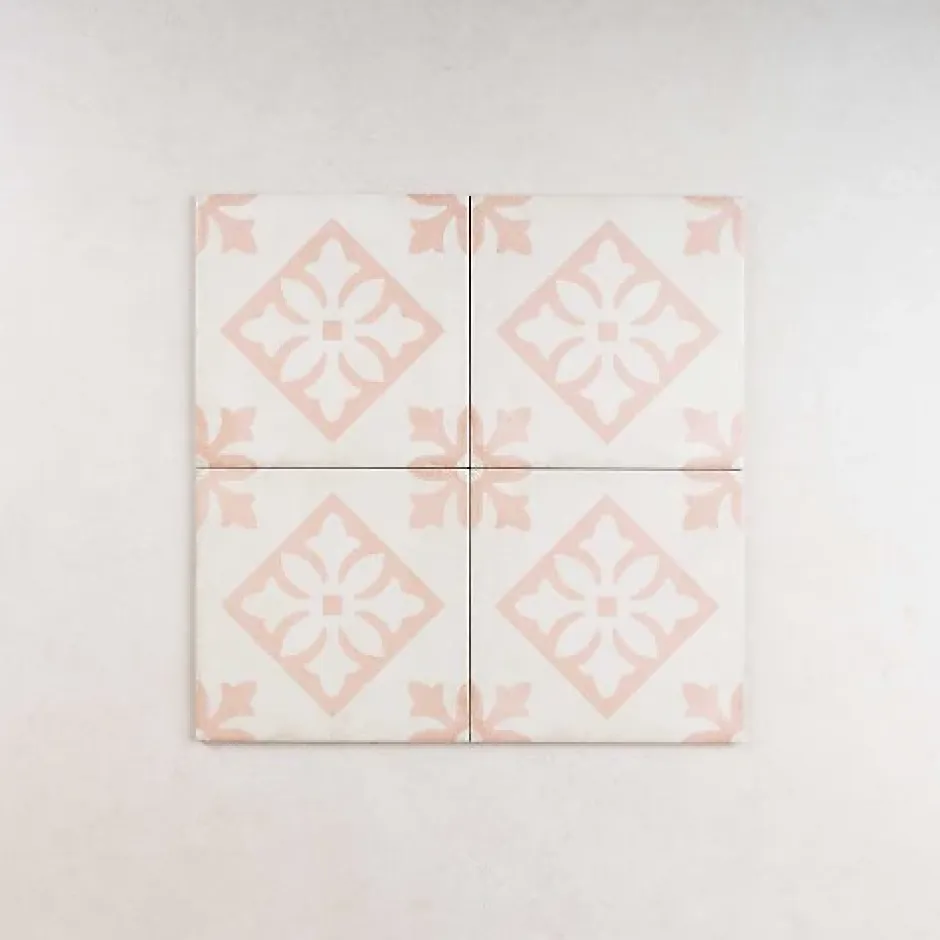 Carrelage Imitation Carreaux de Ciment ART NOUVEAU DECOR 20x20 Padua Pink - Les Carreaux de Jean-Gioia Materia Clearance