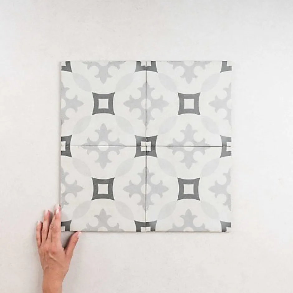 Gioia Materia Carrelage Imitation Carreaux de Ciment ART NOUVEAU DECOR 20x20 Karlspatz Grey - Les Carreaux de Jean