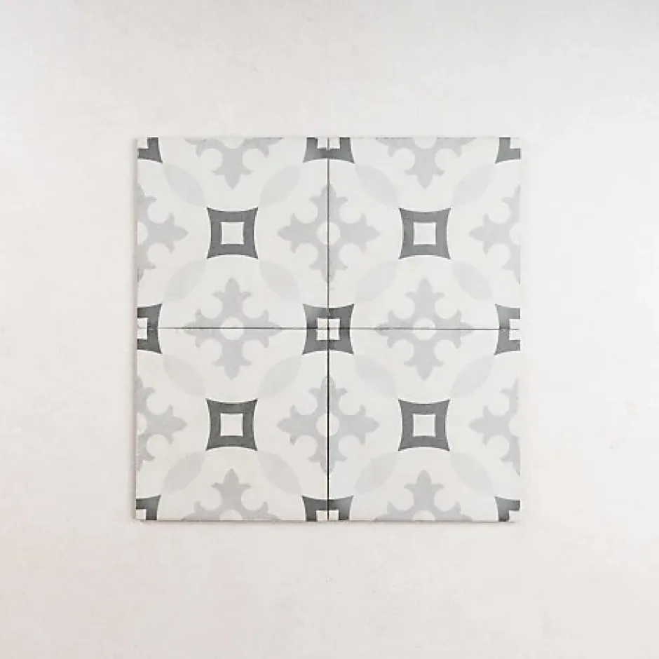 Gioia Materia Carrelage Imitation Carreaux de Ciment ART NOUVEAU DECOR 20x20 Karlspatz Grey - Les Carreaux de Jean