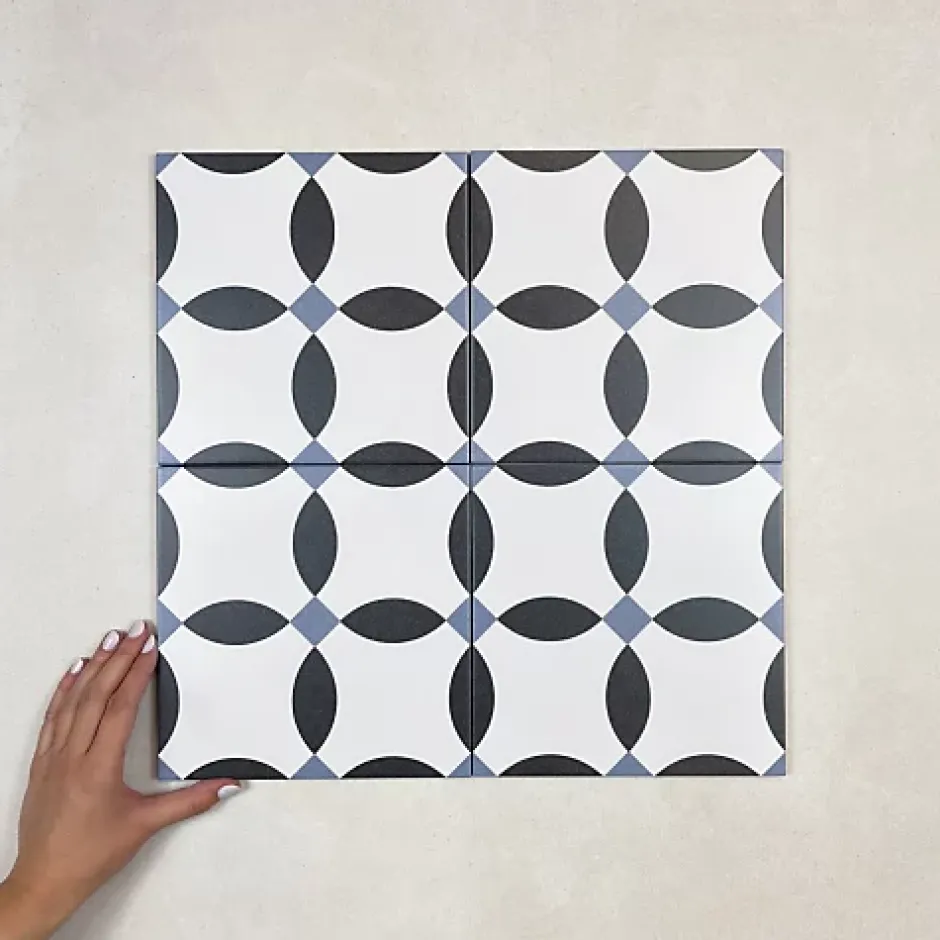 Carrelage Imitation Carreaux de Ciment LA MADELEINE 20x20 Chere Noir - Les Carreaux de Jean-Les Carreaux De Jean Online