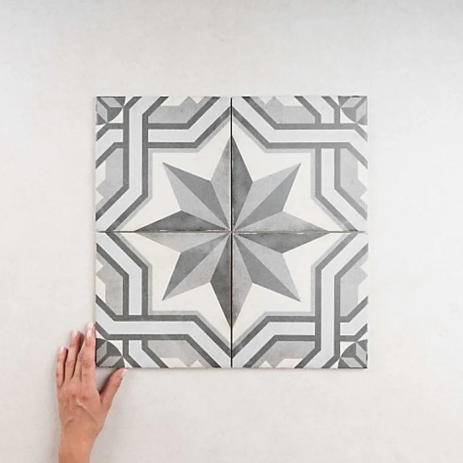 Carrelage Imitation Carreaux de Ciment ART NOUVEAU DECOR 20x20 Cinema Grey - Les Carreaux de Jean-Gioia Materia Best