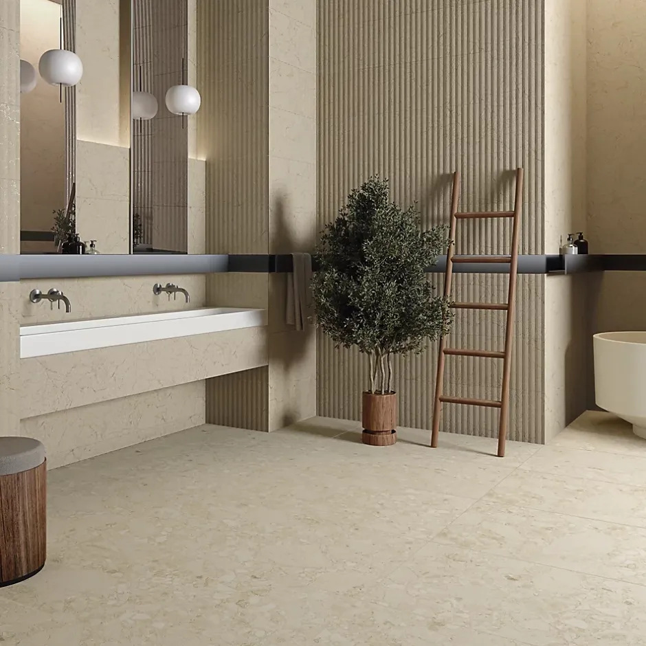 Carrelage Imitation Pierre Crema blanc beach 80x80 cm-Tinker Sale