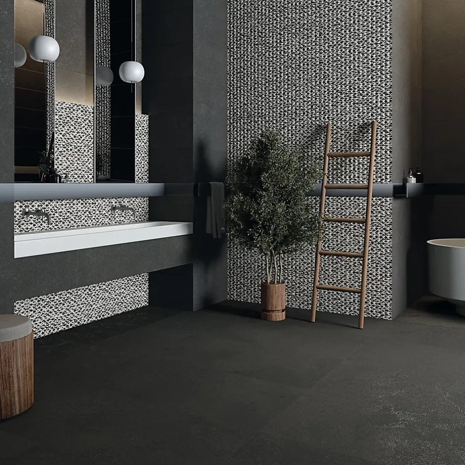 Carrelage Imitation Pierre Crema noir 60x60 cm-Tinker Outlet