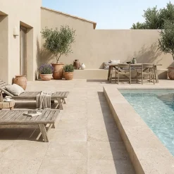 Concept Mosaïque carrelage imitation travertin 60x60 cm TIVOLI antidérapant R11 rectifié