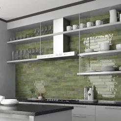 carrelage imitation zellige 6x24.6 cm sage green-Concept Mosaïque Discount