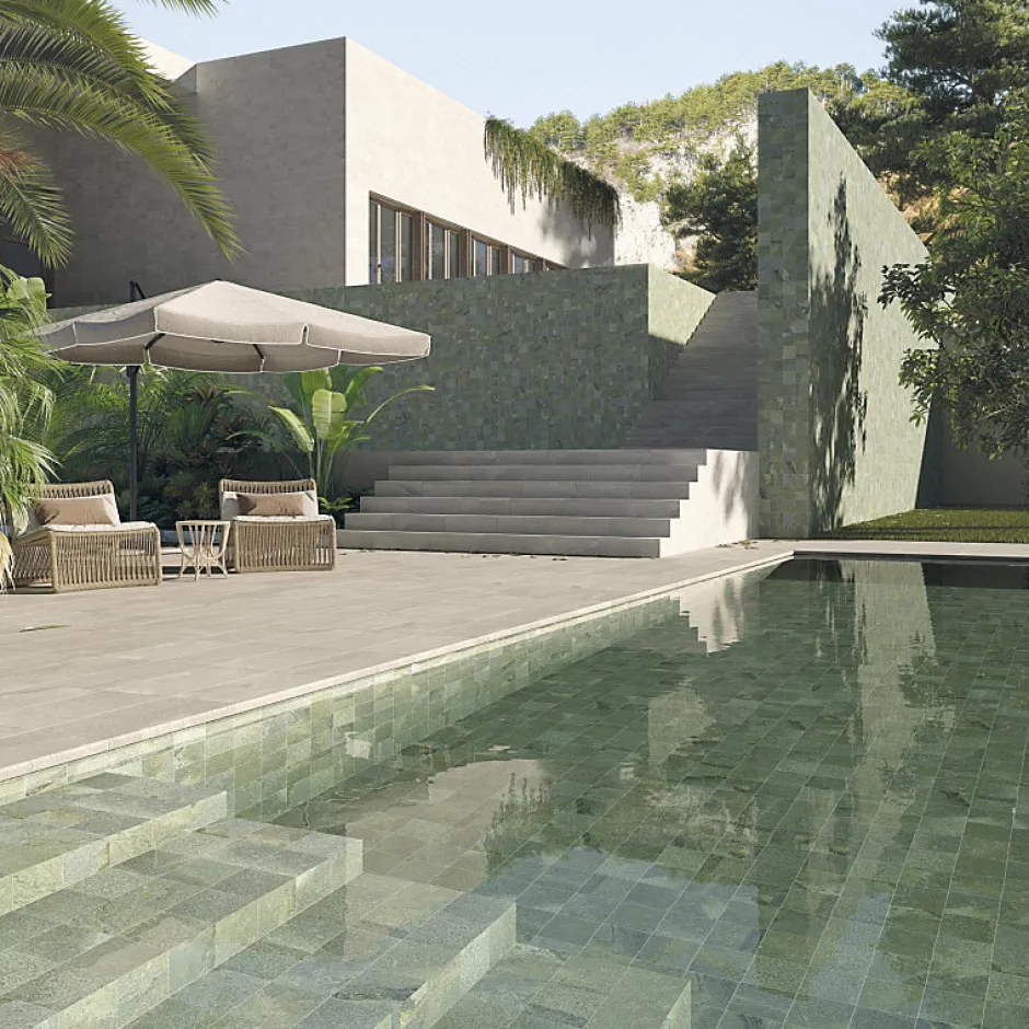 Carrelage intérieur / extérieur effet pierre naturelle 15 x 15 cm BALI-R gris-Eiffel art construction Sale