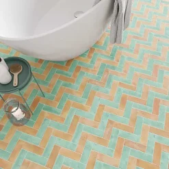 Les Carreaux De Jean  Carrelage intérieur Effet Zellige Turquoise BEJMAT 5x15 Lake - Les Carreaux de Jean