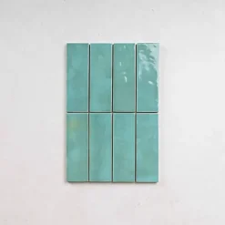 Les Carreaux De Jean Carrelage intérieur Effet Zellige Turquoise BEJMAT 5x15 Lake - Les Carreaux de Jean