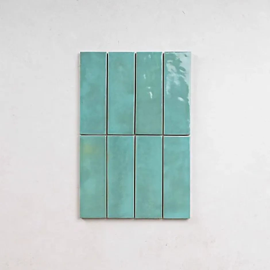 Les Carreaux De Jean Carrelage intérieur Effet Zellige Turquoise BEJMAT 5x15 Lake - Les Carreaux de Jean