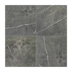 GoodHome Carrelage intérieur sol et mur gris foncé effet marbre brillant L.59.5 x l.59.5 cm x ép.9 mm, Ultimate Marble