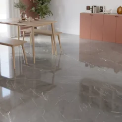 GoodHome Carrelage intérieur sol et mur gris foncé effet marbre brillant L.59.5 x l.59.5 cm x ép.9 mm, Ultimate Marble