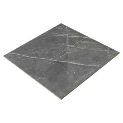 GoodHome Carrelage intérieur sol et mur gris foncé effet marbre brillant L.59.5 x l.59.5 cm x ép.9 mm, Ultimate Marble