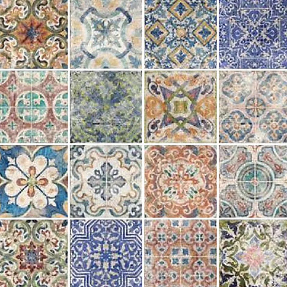 Concept Mosaïque Carrelage mix santacruz 15x15 cm effet carreaux ciment vieilli