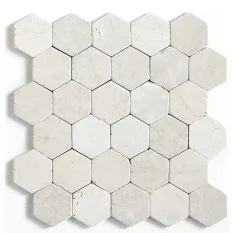 Carrelage mosaïque / Plaque de mosaïque mur et sol en marbre naturel coloris blanc - 33 x 33 cm-Pegane New