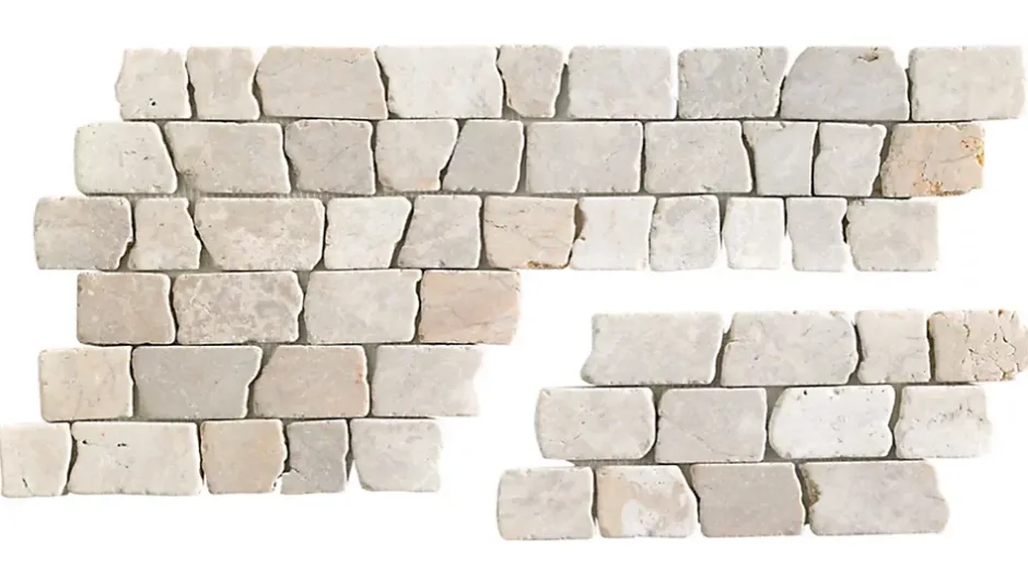 Pegane Carrelage mosaïque (Boite de 1m²) /Plaque de mosaïque mur et sol en marbre naturel coloris blanc - 14.8 x 30,5 cm