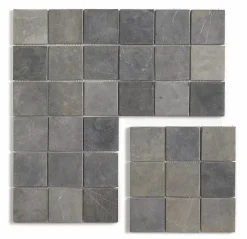 Pegane Carrelage mosaïque (Boite de 1m²) / Plaque de mosaïque mur et sol en marbre naturel coloris Gris argent - 30 x 30 cm
