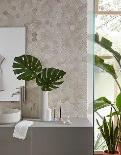 Carrelage mosaïque (Boite de 1m²) /Plaque de mosaïque mur et sol en marbre naturel coloris blanc - 33 x 33 cm-Pegane