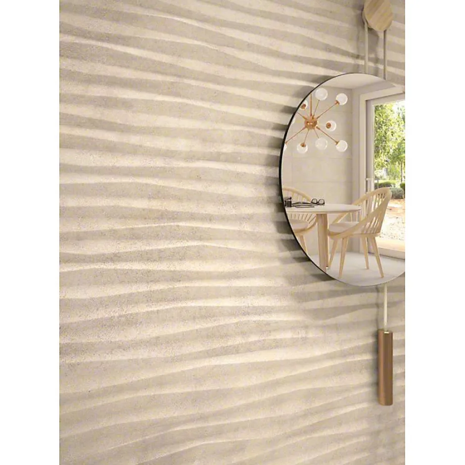 Carrelage mur à relief effet béton beige 32x99 cm DANXIA BANAWE R CREMA-Aelle Carrelage Outlet