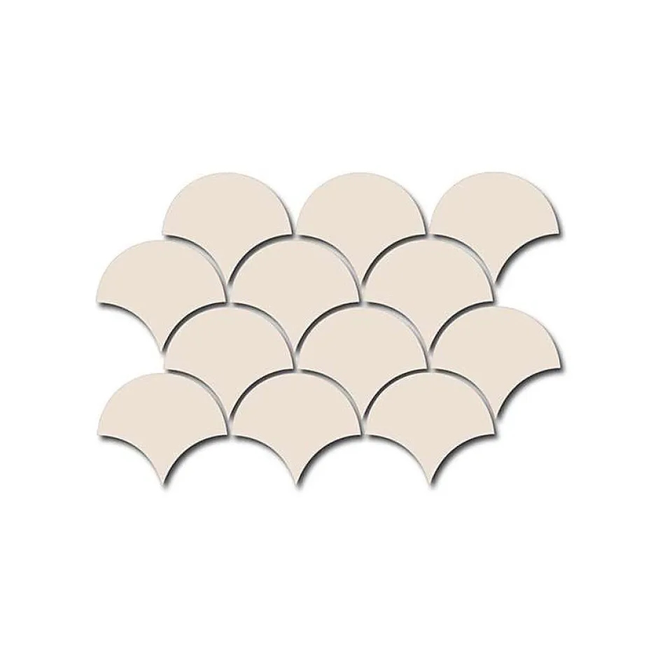 Aelle Carrelage Carrelage mur écaillon de poisson uni beige brillant 10,6x12 cm SCALE FAN CREAM
