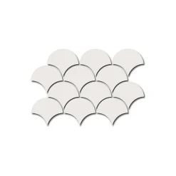 Aelle Carrelage Carrelage mur écaillon de poisson uni blanc brillant 10,6x12 cm SCALE FAN WHITE