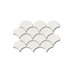 Aelle Carrelage Carrelage mur écaillon de poisson uni blanc mate 10,6x12 cm SCALE FAN WHITE MATT