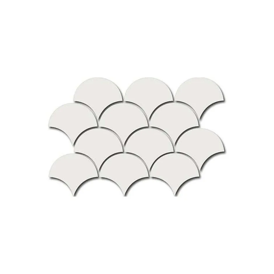 Aelle Carrelage Carrelage mur écaillon de poisson uni blanc mate 10,6x12 cm SCALE FAN WHITE MATT