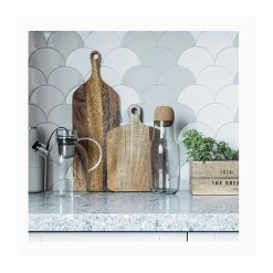 Aelle Carrelage Carrelage mur écaillon de poisson uni gris brillant 10,6x12 cm SCALE FAN LIGHT GREY