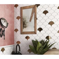 Carrelage mur écaillon de poisson uni or doré brillant 10,6x12 cm SCALE FAN MÉTALLIC-Aelle Carrelage Online