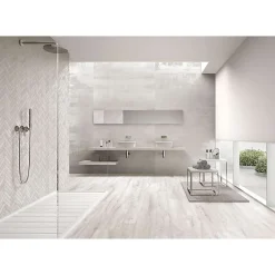 Aelle Carrelage Carrelage mur effet métal blanc 30x120 cm IONIC WHITE