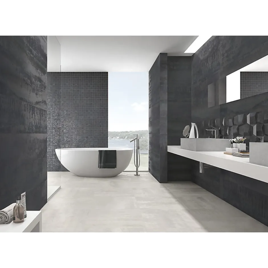 Aelle Carrelage Carrelage mur effet métal anthracite 30x120 cm IONIC STEE