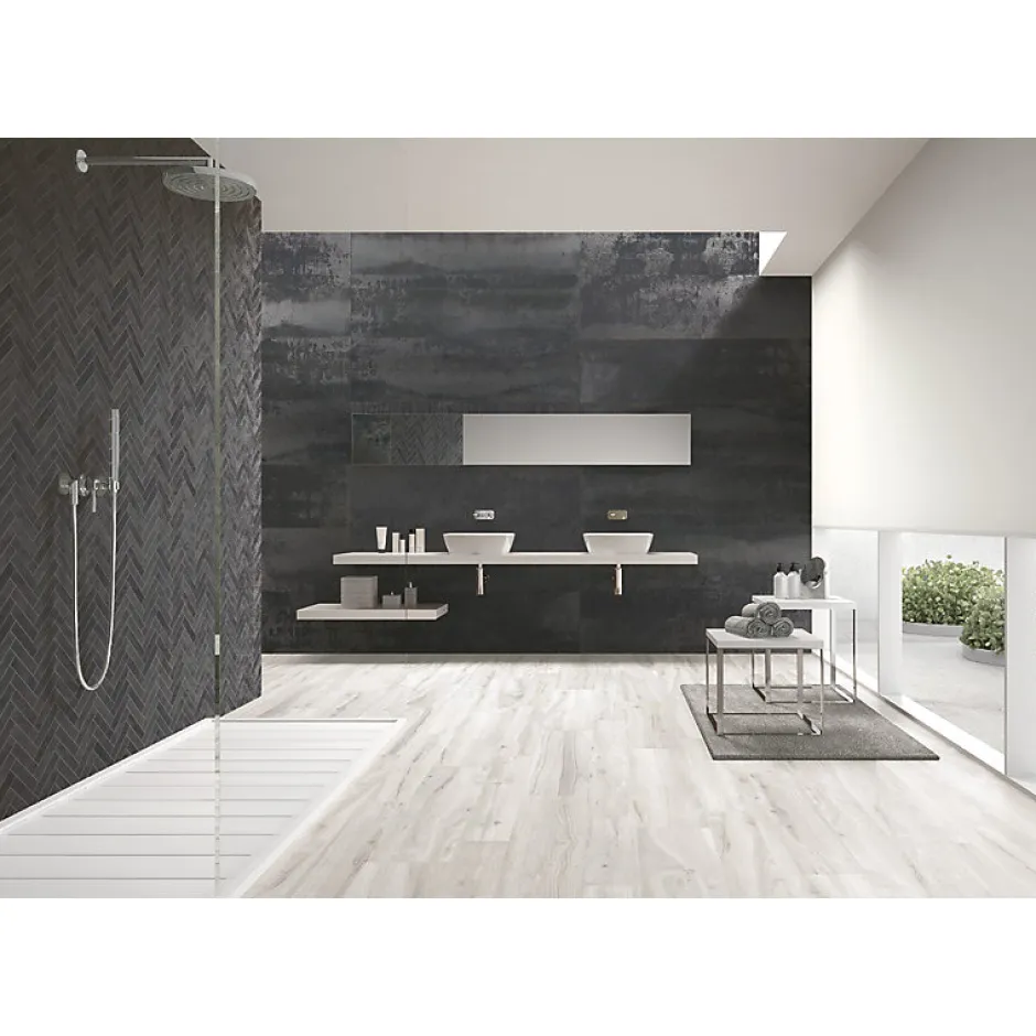 Aelle Carrelage Carrelage mur effet métal anthracite 30x120 cm IONIC STEE