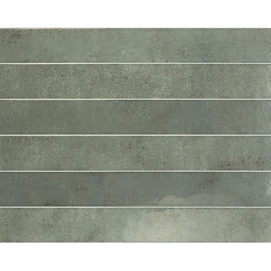 Aelle Carrelage Carrelage mur effet pierre vert 5x40 cm brillant - VERTICALE OAKMOSS