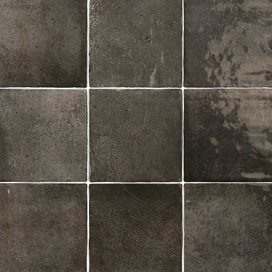 Aelle Carrelage Carrelage mur effet pierre noir 10x10 cm brillant - VERTICALE SOOT